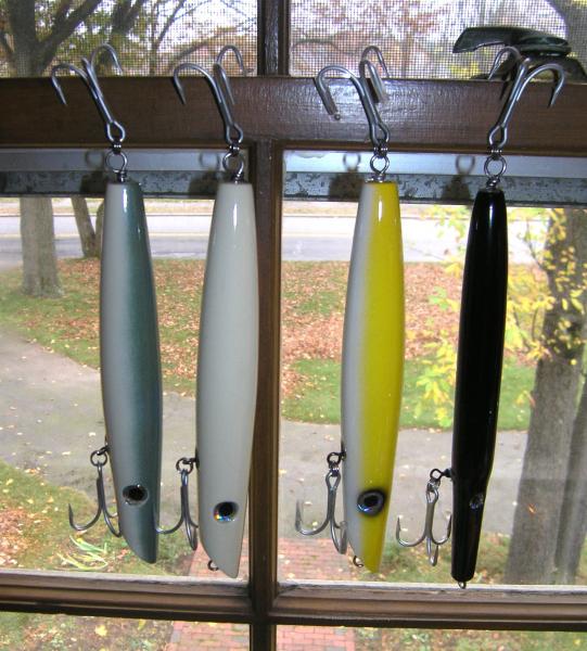 2 pencil popper copied from afterhours design (yellow/white one) and one black needlefish